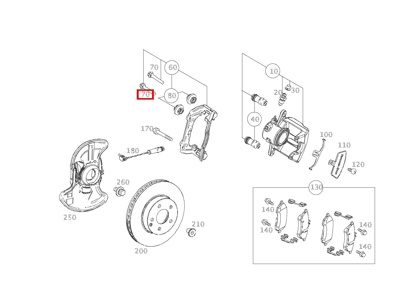 Führungshülse Bremssattel an Bremsträger E200CGI BE CA 207