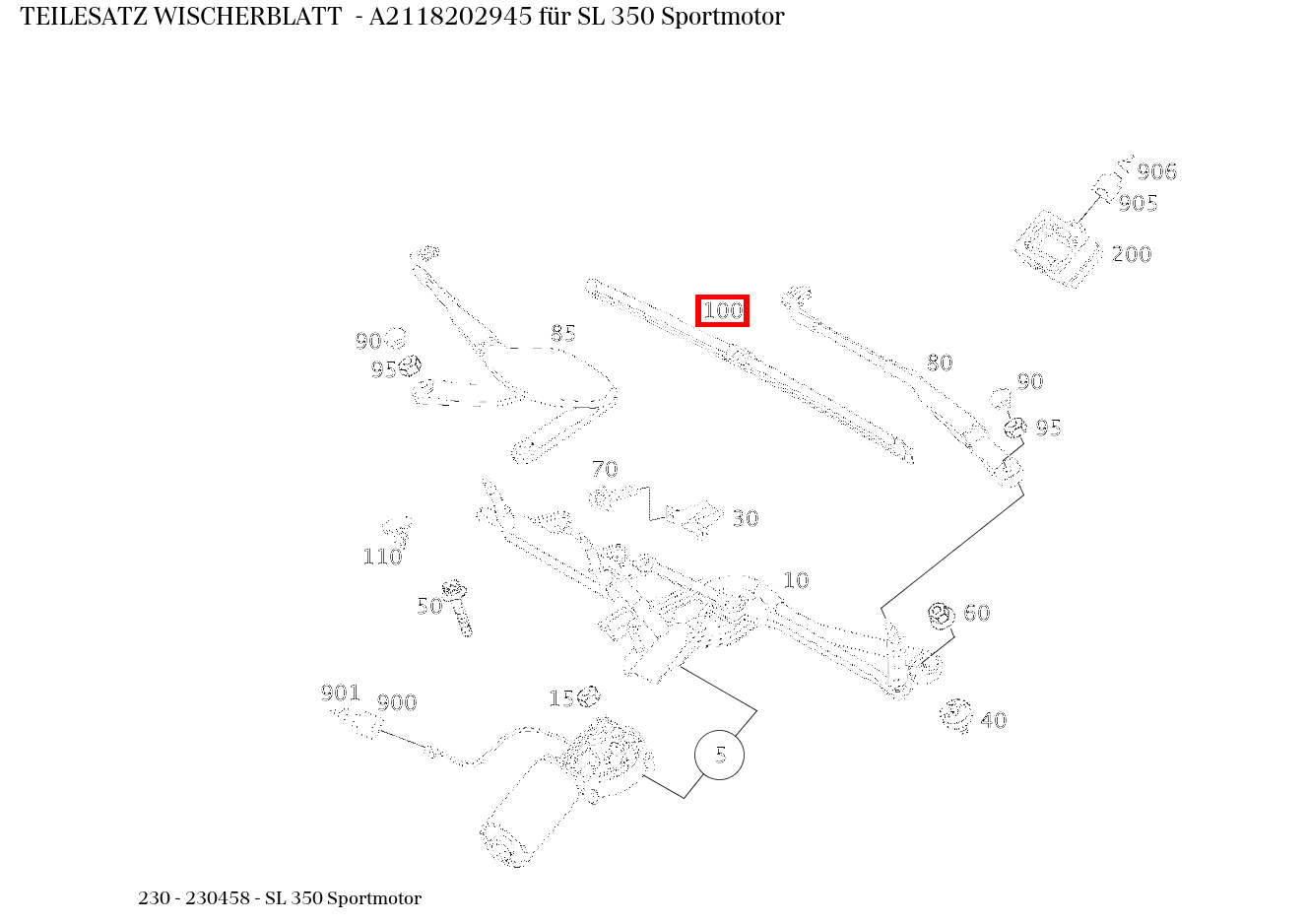 Teilesatz Wischerblatt SL 350 Sportmotor 230