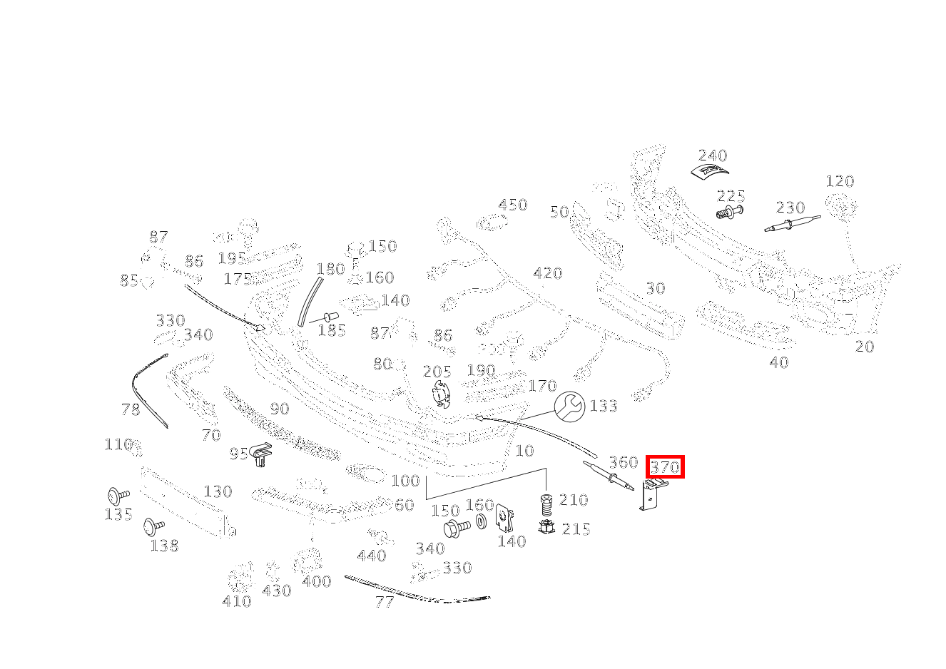 Klammer BEFESTIGUNG STOSSFAENGER AN KOTFLUEGEL C 220 d T-Modell 205 Klammer BEFESTIGUNG STOSSFAENGER AN KOTFLUEGEL C 220 d T-Modell 205