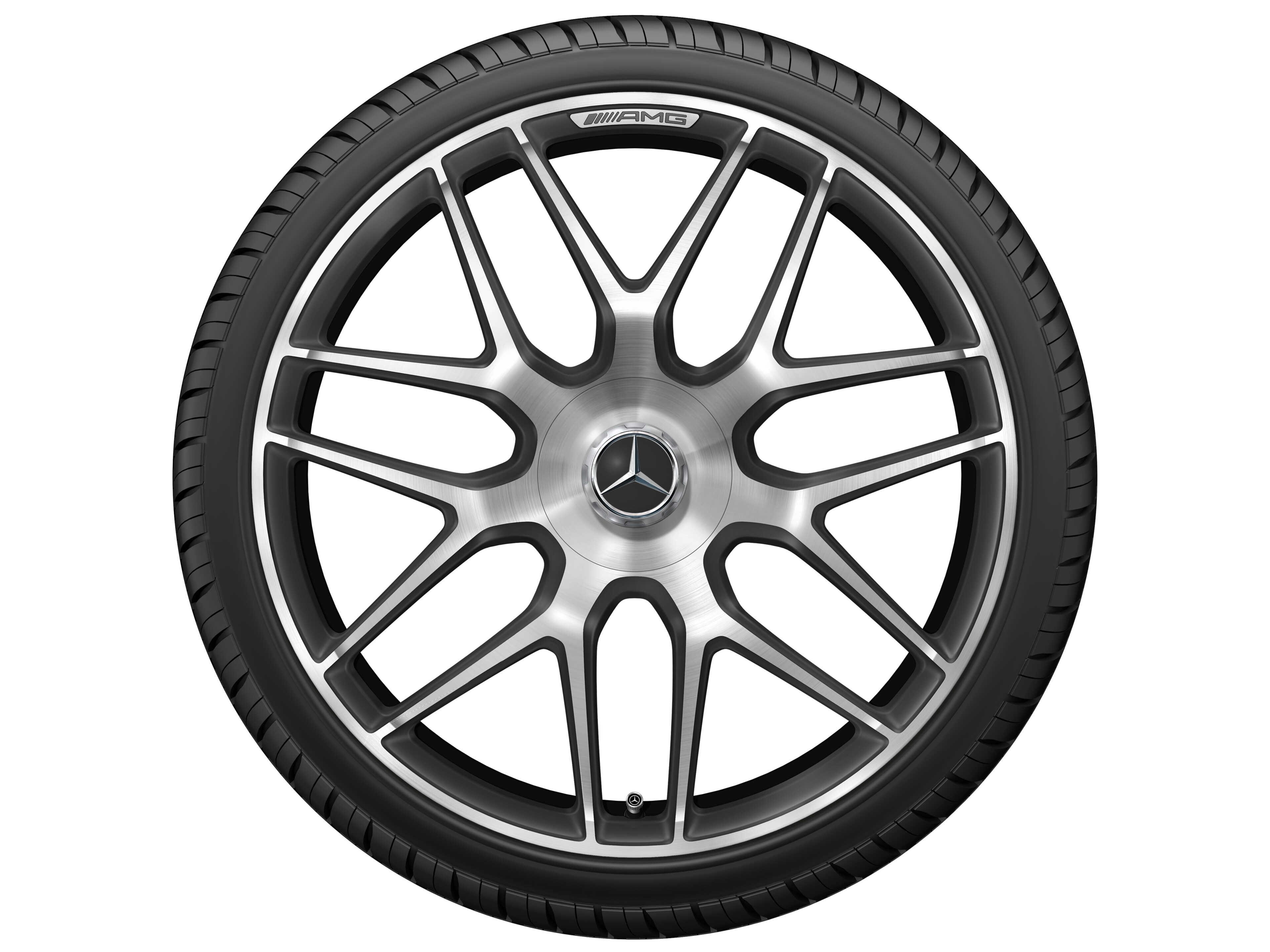 AMG Schmiederad Kreuzspeichen-Design, 21 Zoll, 11,5 J x 21 ET 30, schwarz matt