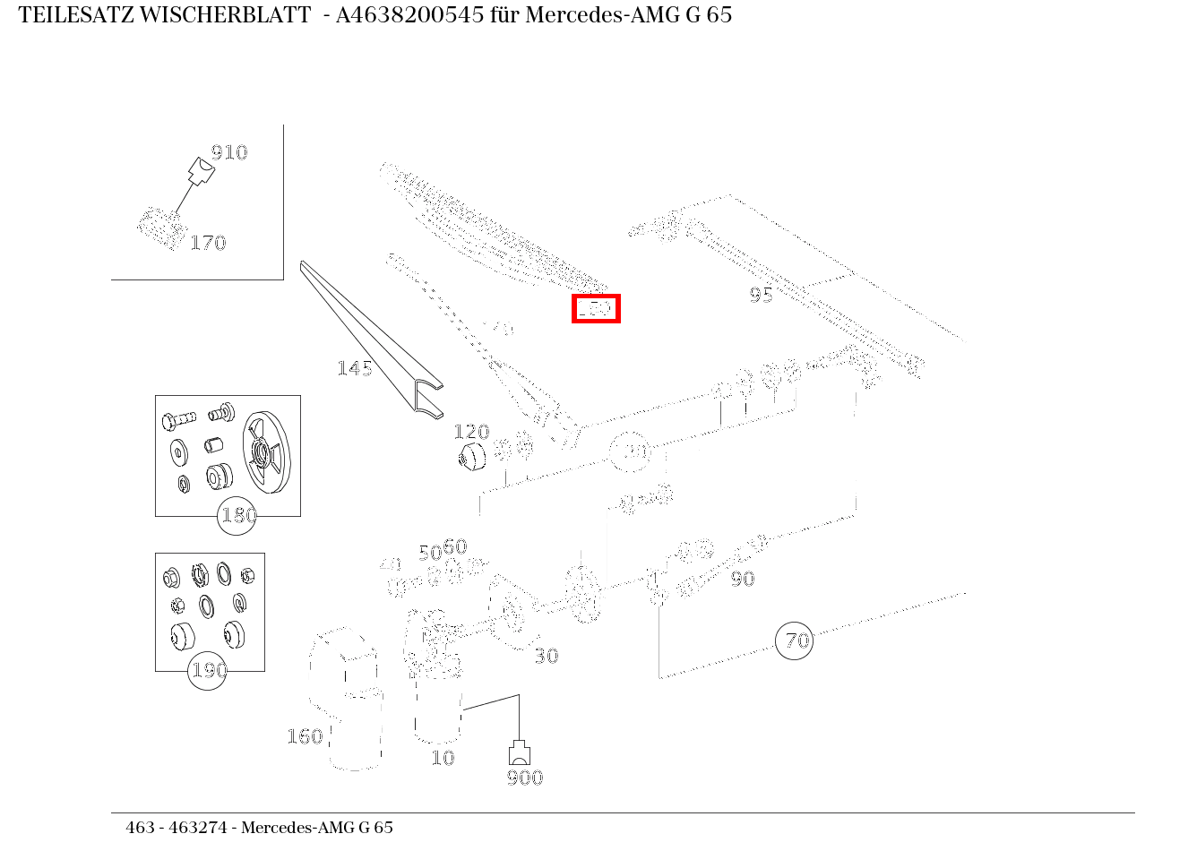 Teilesatz Wischerblatt Mercedes-AMG G 65 463 Teilesatz Wischerblatt Mercedes-AMG G 65 463