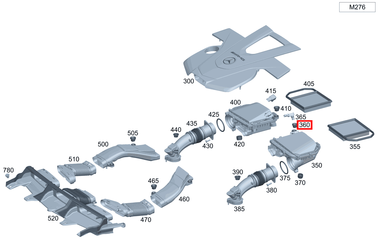Puffer Motorabdeckung an Dämpferfilter Mercedes-AMG GLC 43 4MATIC Coupé 253