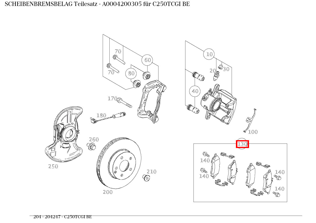 Scheibenbremsbelag Teilesatz C250TCGI BE 204