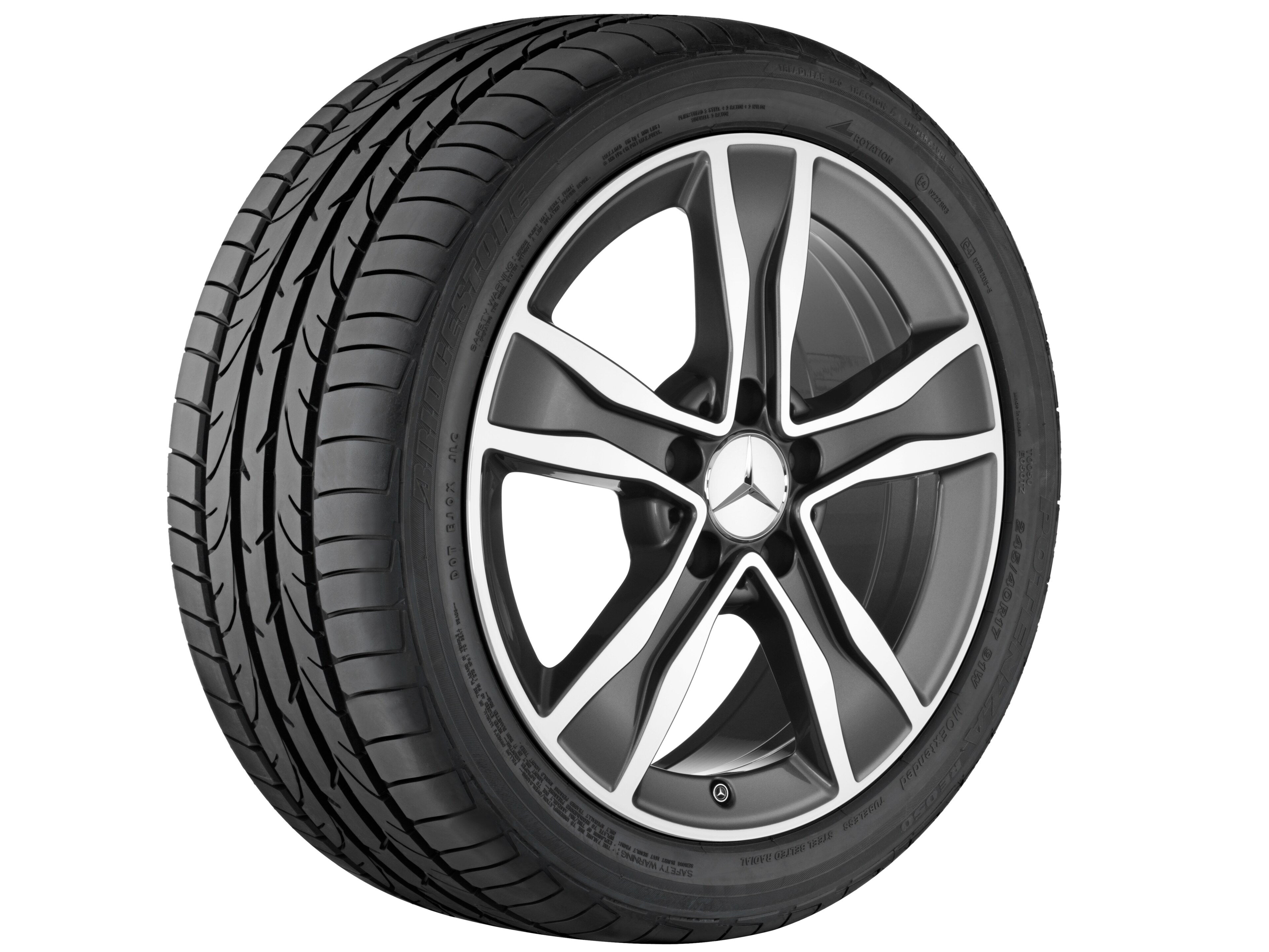 5-Speichen-Rad, 43,2 cm (17 Zoll), glanzgedreht
