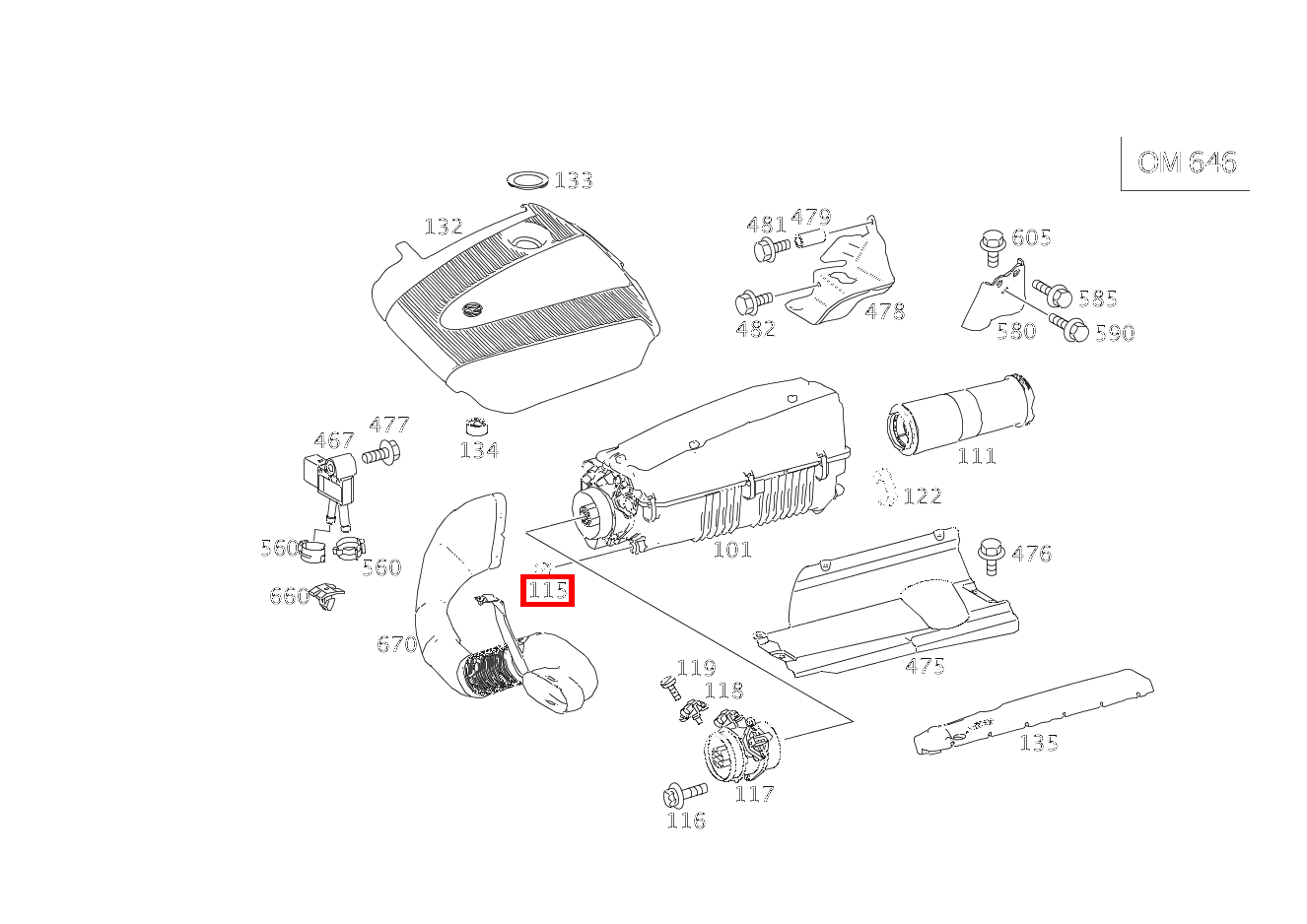 Lager AN LUFTFILTERGEHAEUSE C 220 d T-Modell 205