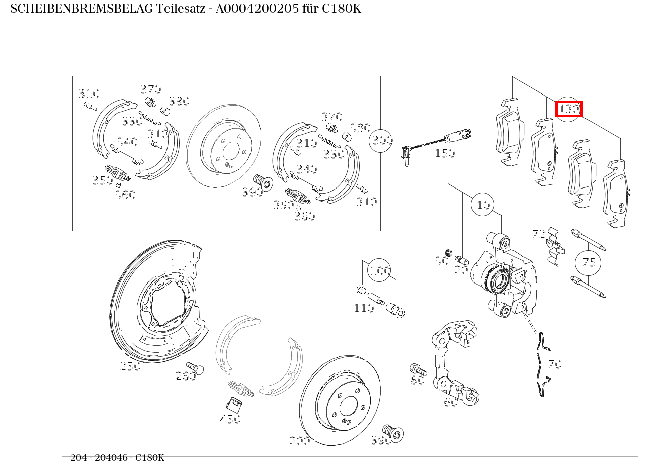 Scheibenbremsbelag Teilesatz C180K 204