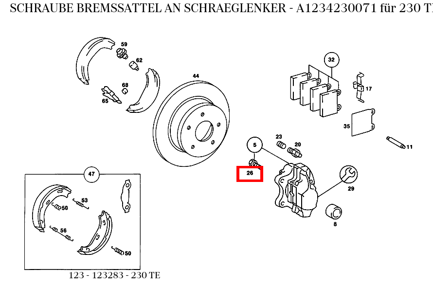 Schraube BREMSSATTEL AN SCHRAEGLENKER 230 TE 123