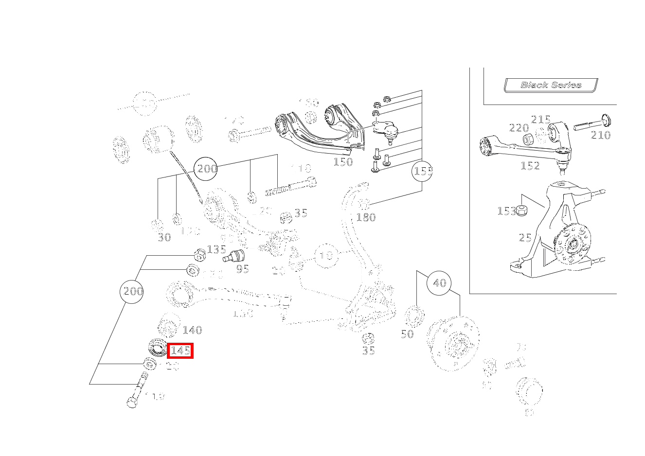 Elastomermanschette LAGER LINKS UND RECHTS SL 65 AMG Roadster BCA 230