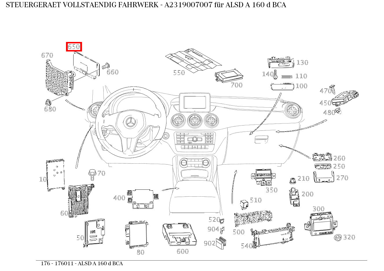 Steuergerät vollständig FAHRWERK ALSD A 160 d BCA 176 Steuergerät vollständig FAHRWERK ALSD A 160 d BCA 176