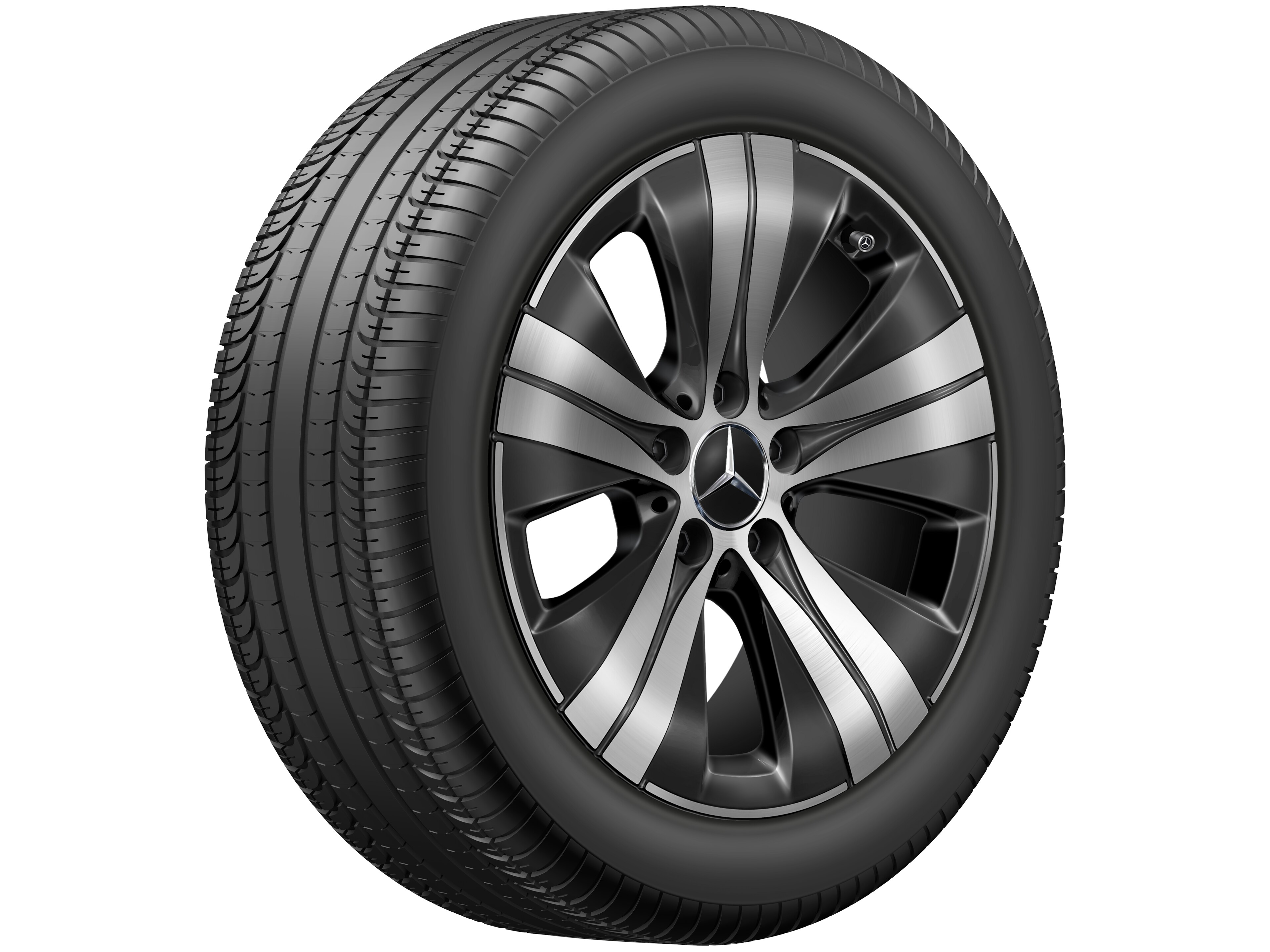 Mercedes-Benz - 5-Speichen-Rad, Aero, 17 Zoll 7 J x 17 ET 44,5, schwarz, glanzgedreht
