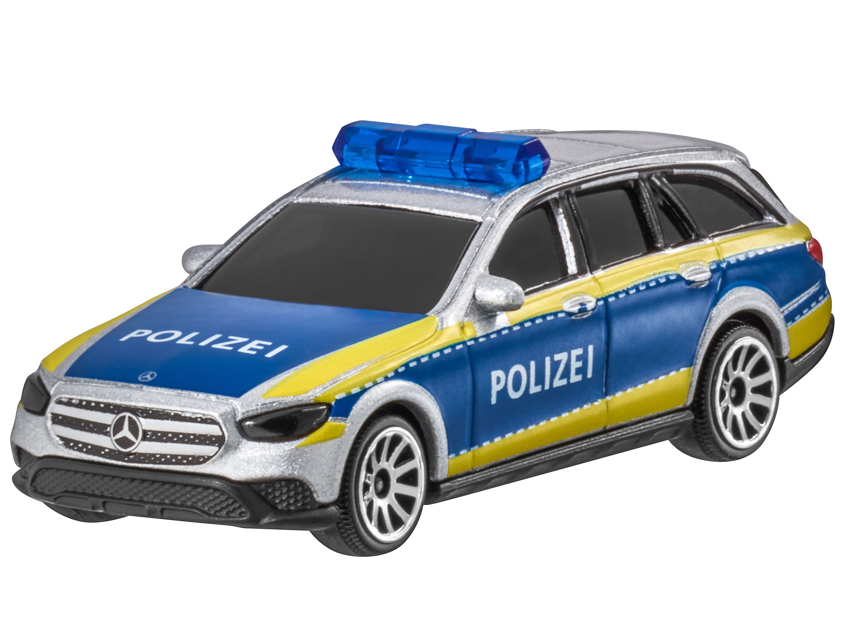 Mercedes-Benz - E-Klasse, T-Modell All-Terrain, S213, Polizei silberfarben, Majorette, 7,62 cm (3 Zoll)