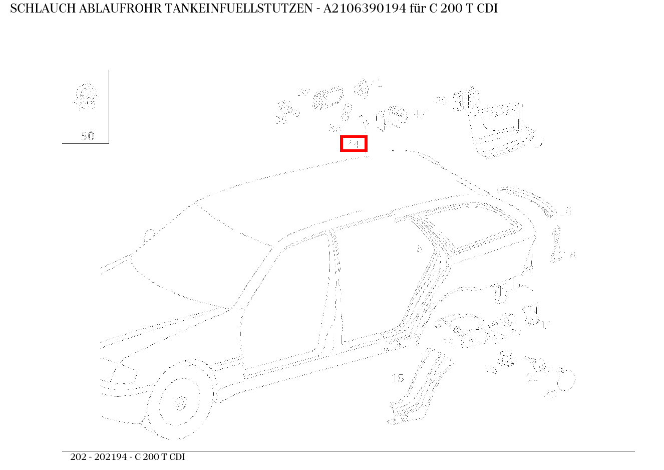 Schlauch ABLAUFROHR TANKEINFUELLSTUTZEN C 200 T CDI 202