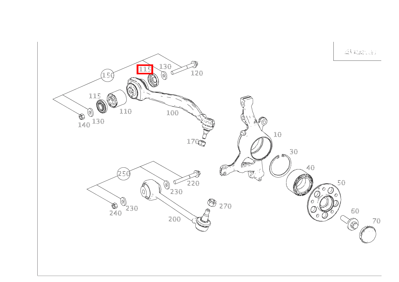 Elastomermanschette Links und rechts an Lager Zugstrebe C63AMG BlackSeries 204