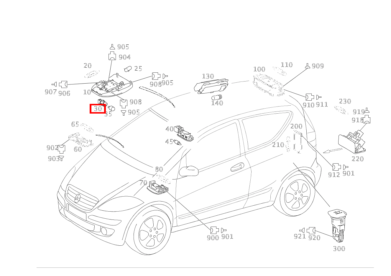Lampenfassung INNENLEUCHTE; 12V-5W A 200 TURBO COUPE 169