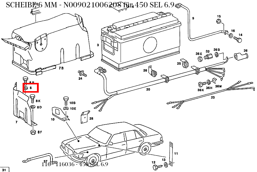 Scheibe 6 MM 450 SEL 6.9 116
