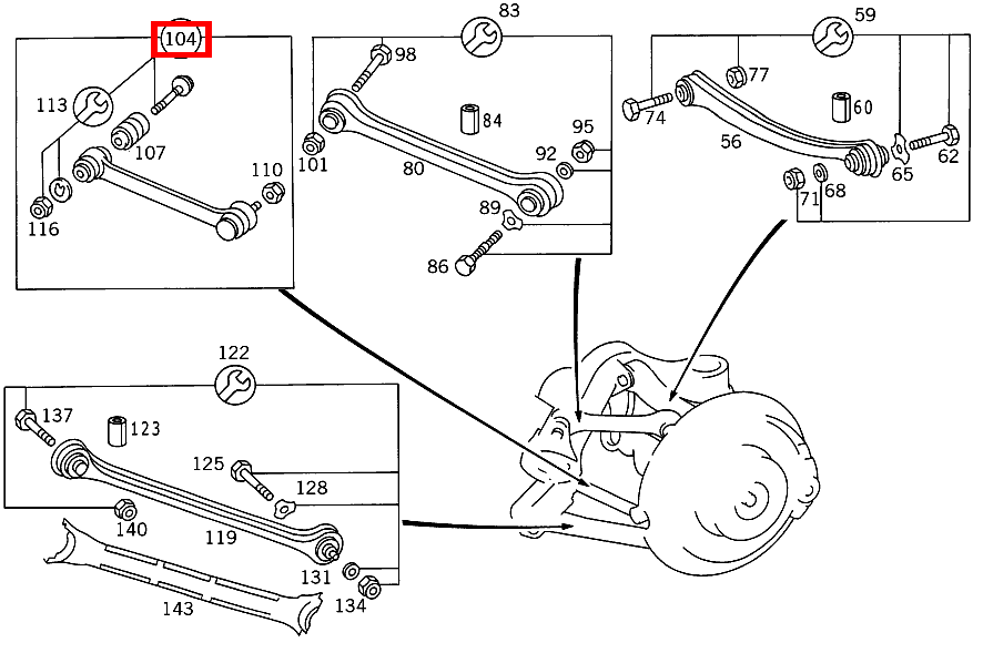 TEILESATZ SPURSTANGE TEILESATZ 300TDT/E300DTDT 4M 124 TEILESATZ SPURSTANGE TEILESATZ 300TDT/E300DTDT 4M 124