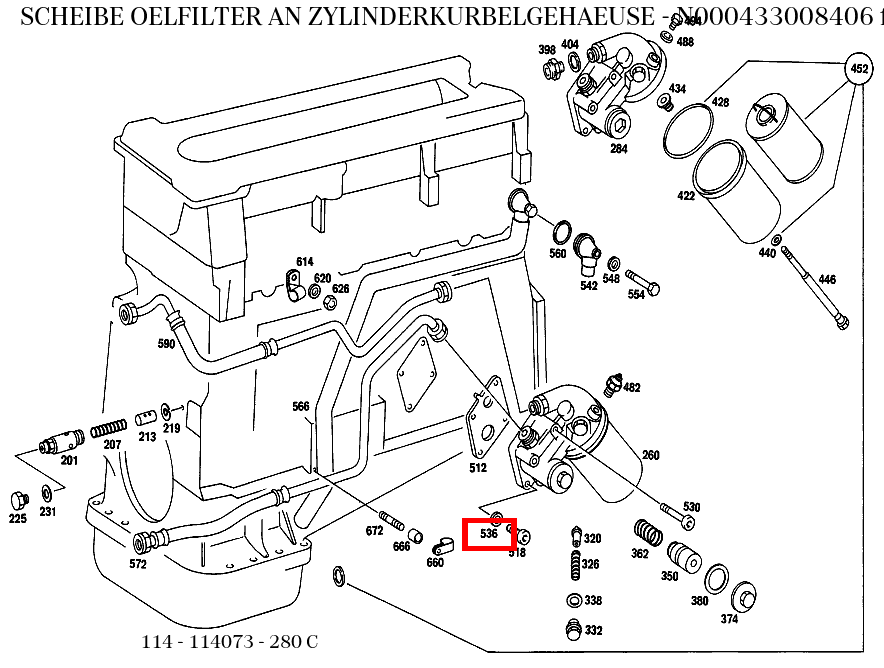 Scheibe OELFILTER AN ZYLINDERKURBELGEHAEUSE 280 C 114
