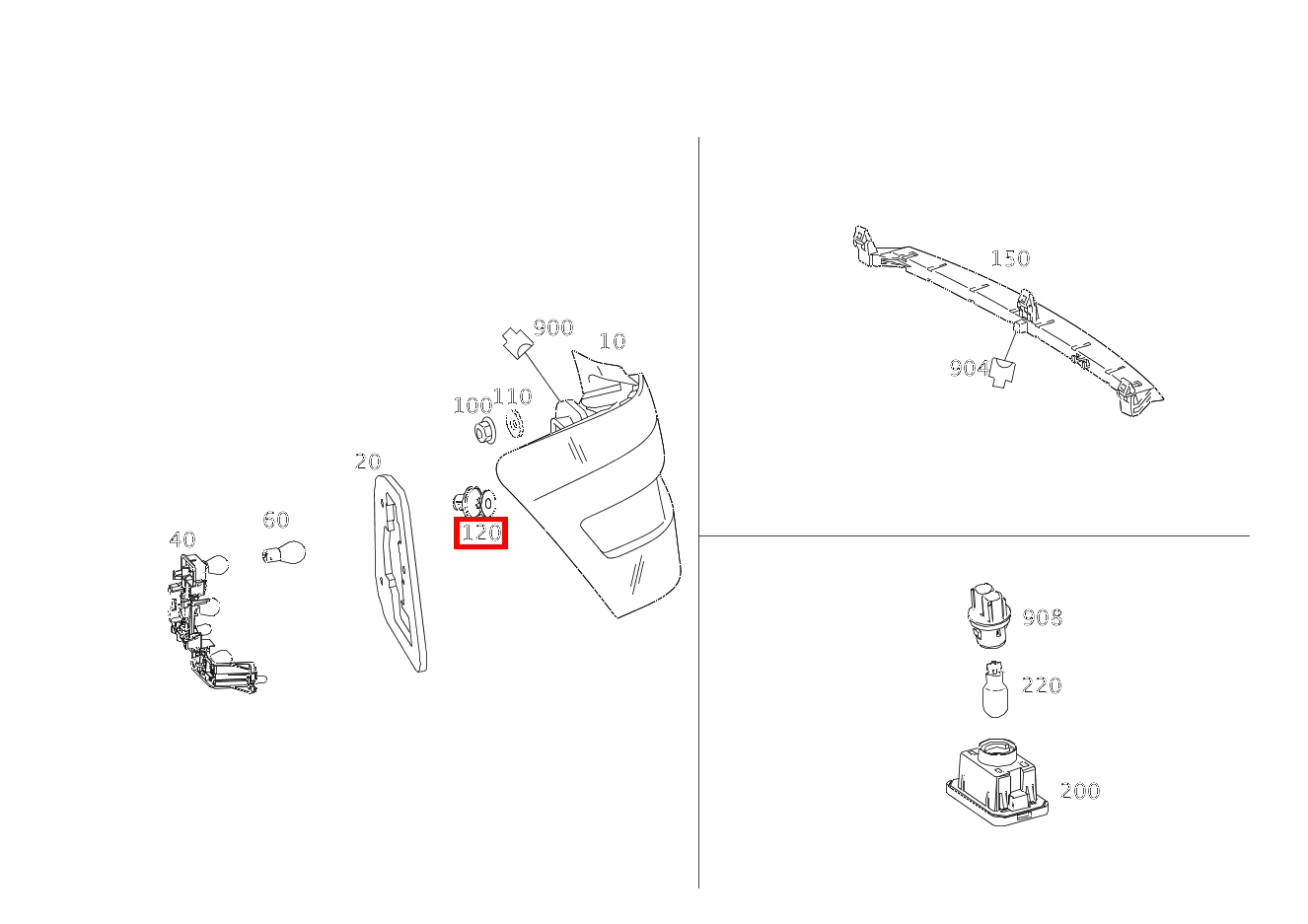 Klammer BEFESTIGUNG SCHLUSSLEUCHTE SEITLICH GLK350 4M 204