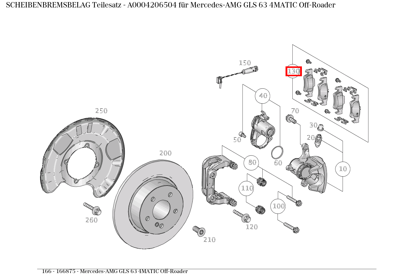 Scheibenbremsbelag Teilesatz Mercedes-AMG GLS 63 4MATIC Off-Roader 166 Scheibenbremsbelag Teilesatz Mercedes-AMG GLS 63 4MATIC Off-Roader 166
