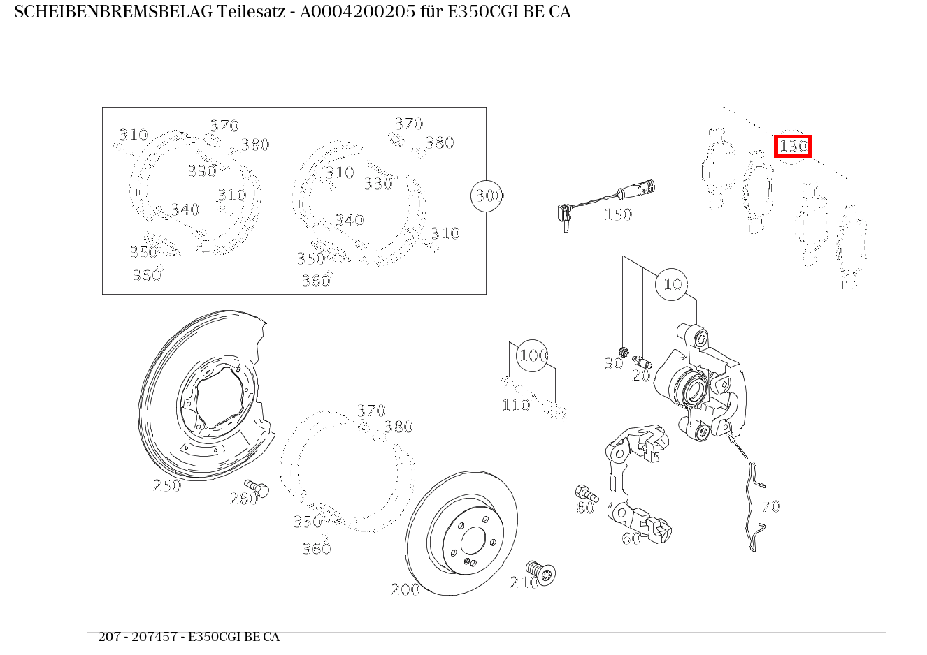 Scheibenbremsbelag Teilesatz E350CGI BE CA 207