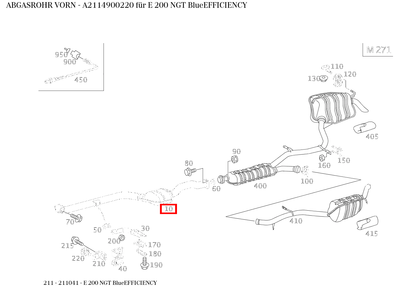 Abgasrohr VORN E 200 NGT BlueEFFICIENCY 211 Abgasrohr VORN E 200 NGT BlueEFFICIENCY 211