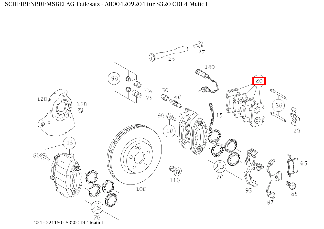 Scheibenbremsbelag Teilesatz S320 CDI 4 Matic l 221 Scheibenbremsbelag Teilesatz S320 CDI 4 Matic l 221