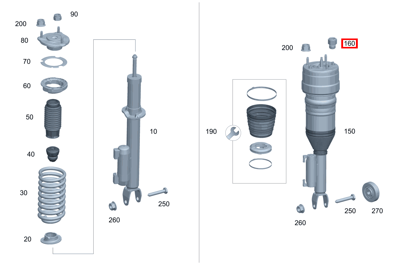Anschlussstutzen DRUCKLEITUNG AN FEDERBEIN Mercedes-AMG E 63 S 4MATIC+ T-Modell 213