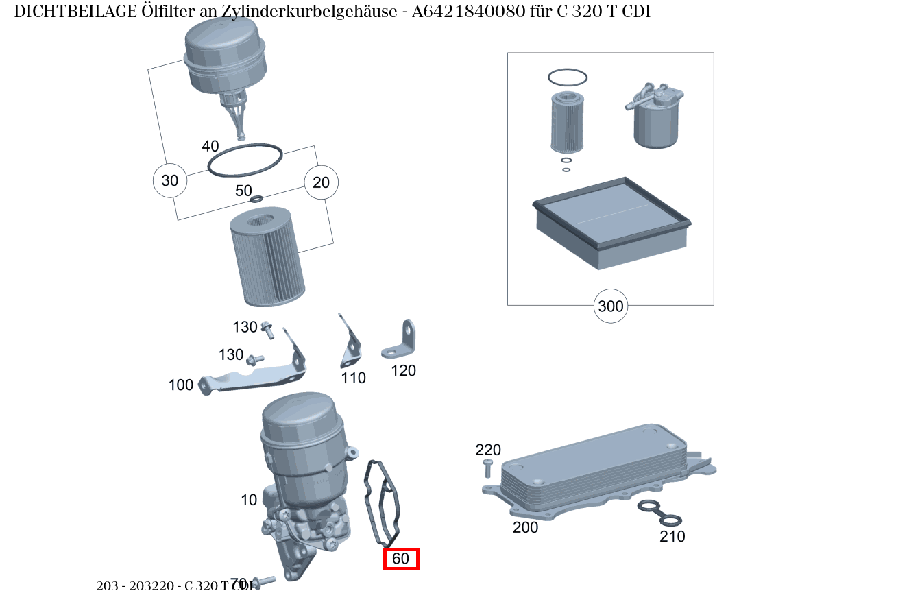 Dichtbeilage Ölfilter an Zylinderkurbelgehäuse C 320 T CDI 203