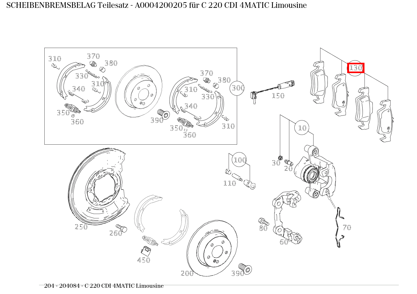 Scheibenbremsbelag Teilesatz C 220 CDI 4MATIC Limousine 204