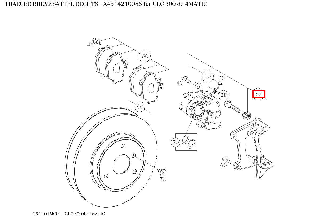 Träger BREMSSATTEL RECHTS GLC 300 de 4MATIC 254 Träger BREMSSATTEL RECHTS GLC 300 de 4MATIC 254