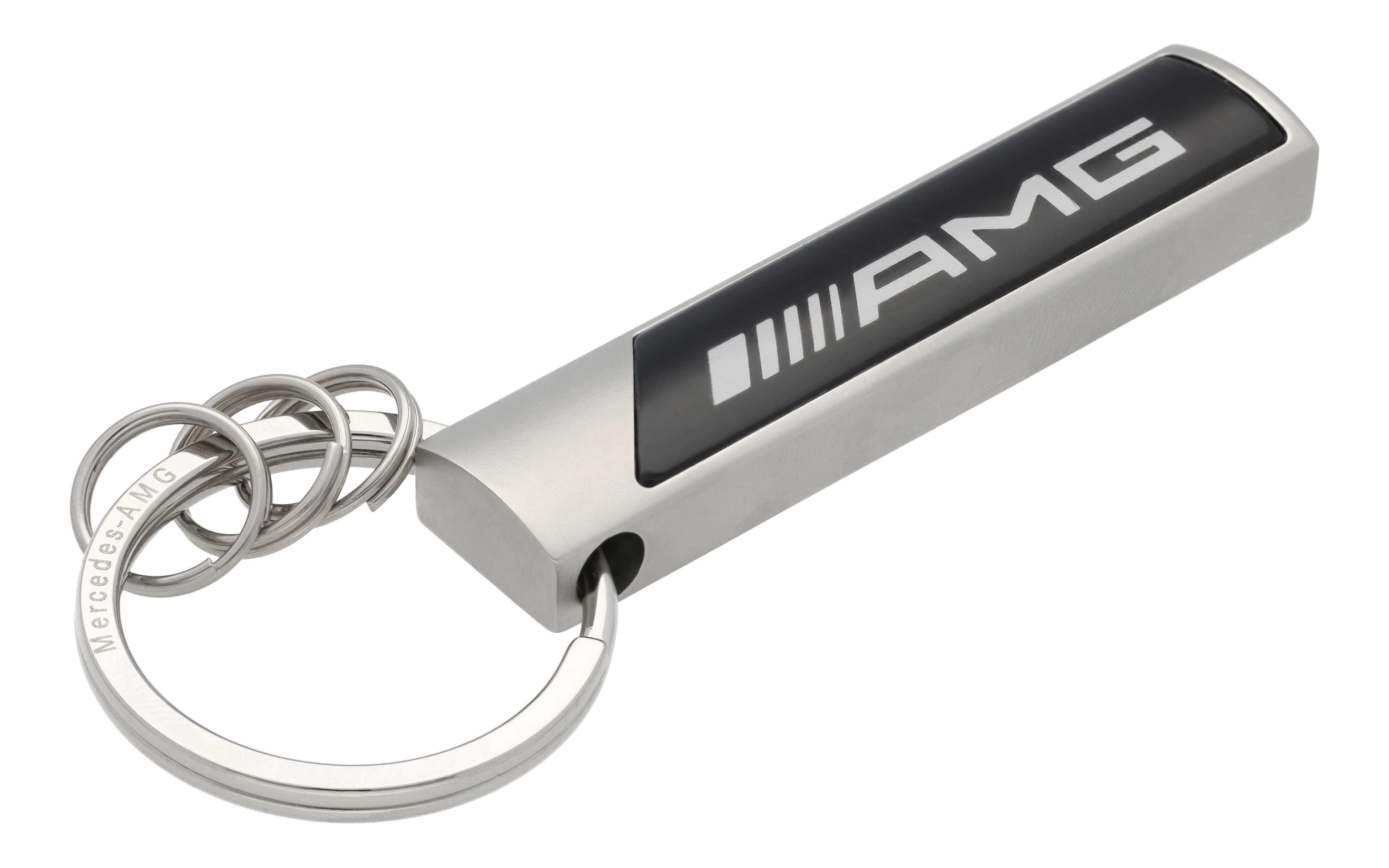AMG Schlüsselanhänger, Logo silberfarben / schwarz / weiß, Edelstahl