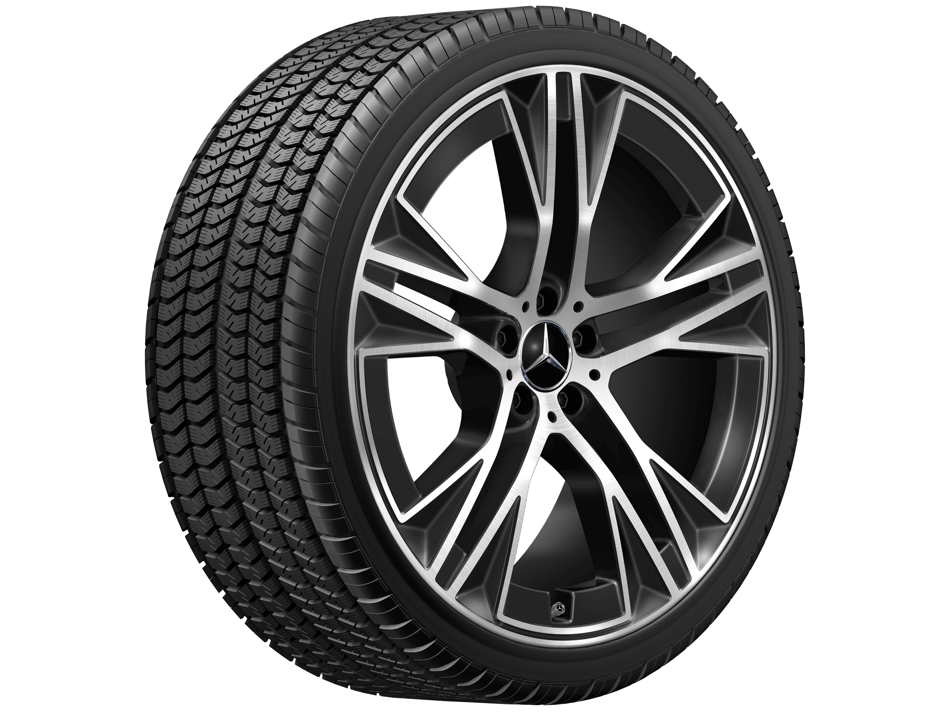 5-Doppelspeichen-Rad, Aero, 22 Zoll, 9,5 J x 22 ET 30, schwarz, glanzgedreht 