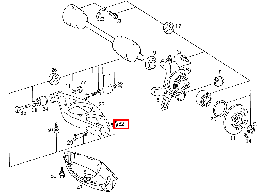 Sechskantmutter FEDERLENKER AN RADTRAEGER; M14X1.5 B 180 247