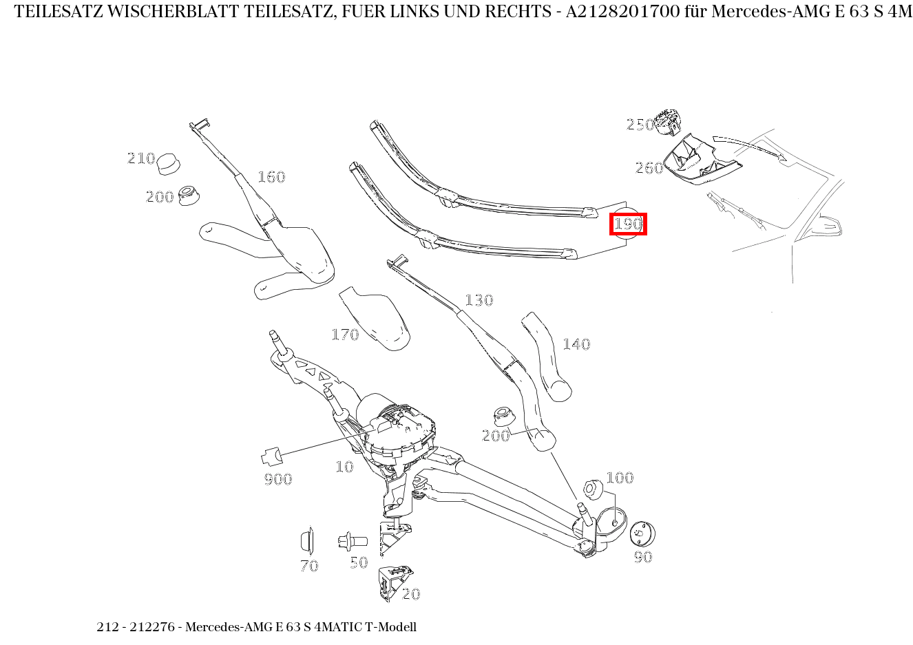 Teilesatz Wischerblatt TEILESATZ, FUER LINKS UND RECHTS Mercedes-AMG E 63 S 4MATIC T-Modell 212 Teilesatz Wischerblatt TEILESATZ, FUER LINKS UND RECHTS Mercedes-AMG E 63 S 4MATIC T-Modell 212