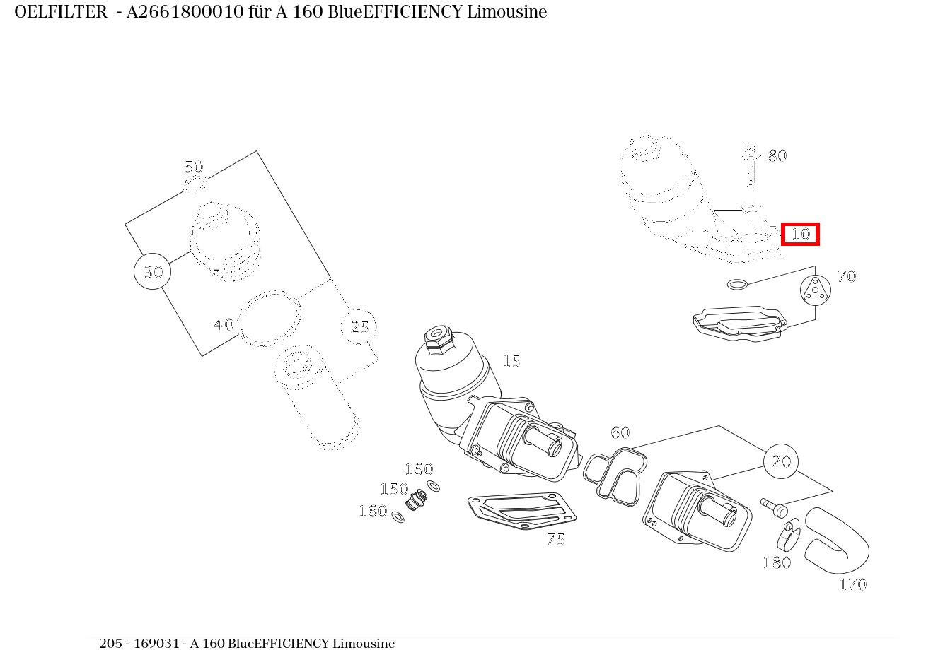 Ölfilter A 160 BlueEFFICIENCY Limousine 205 Ölfilter A 160 BlueEFFICIENCY Limousine 205