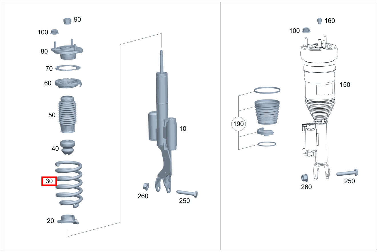 Schraubenfeder Farbkennzeichnung: 1 x grün / 1 x weiß für C-Klasse  