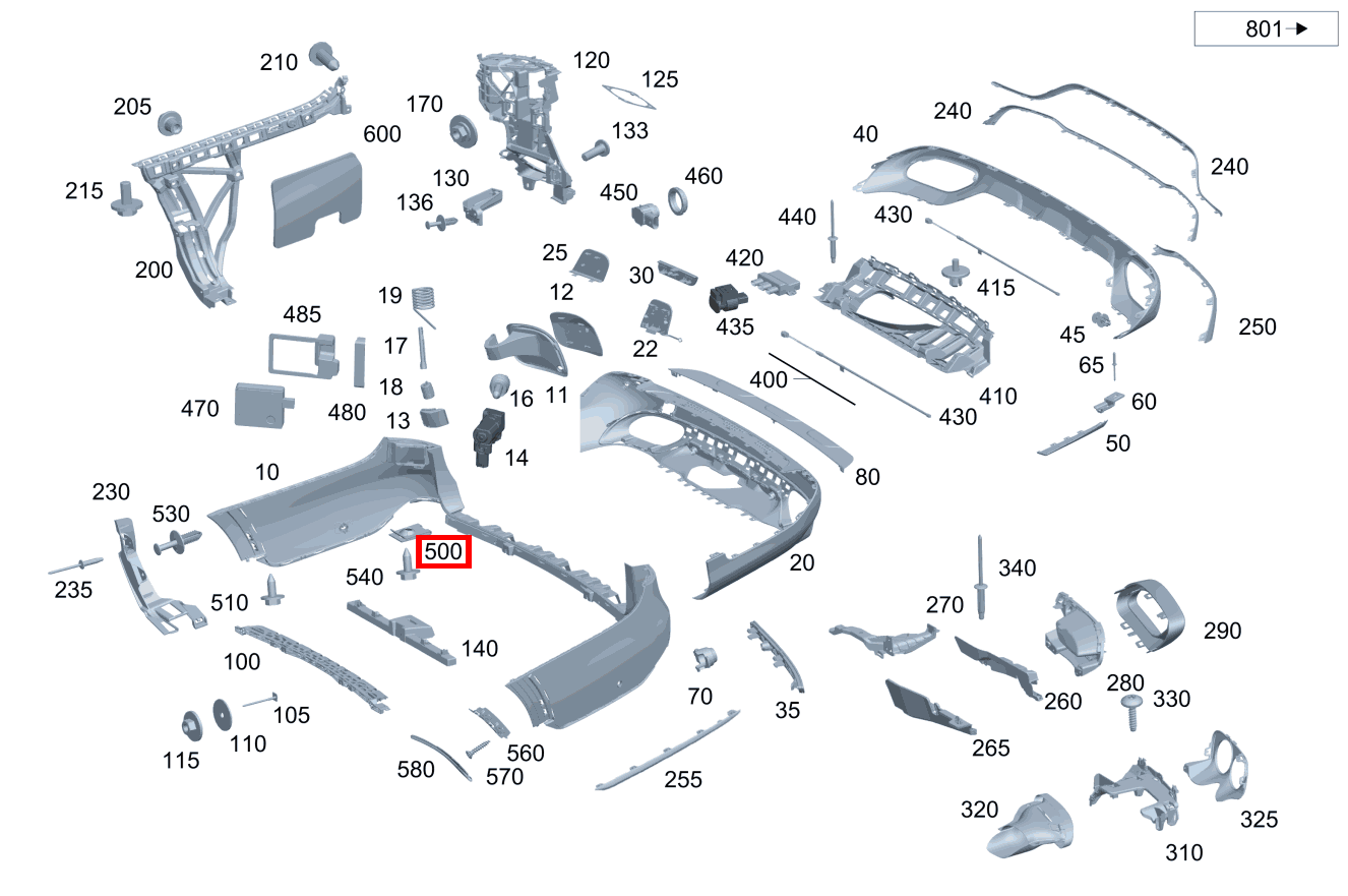 STECKMUTTER STOSSFAENGERUNTERTEIL AN HALTER Mercedes-AMG E 63 S 4MATIC+ T-Modell 213