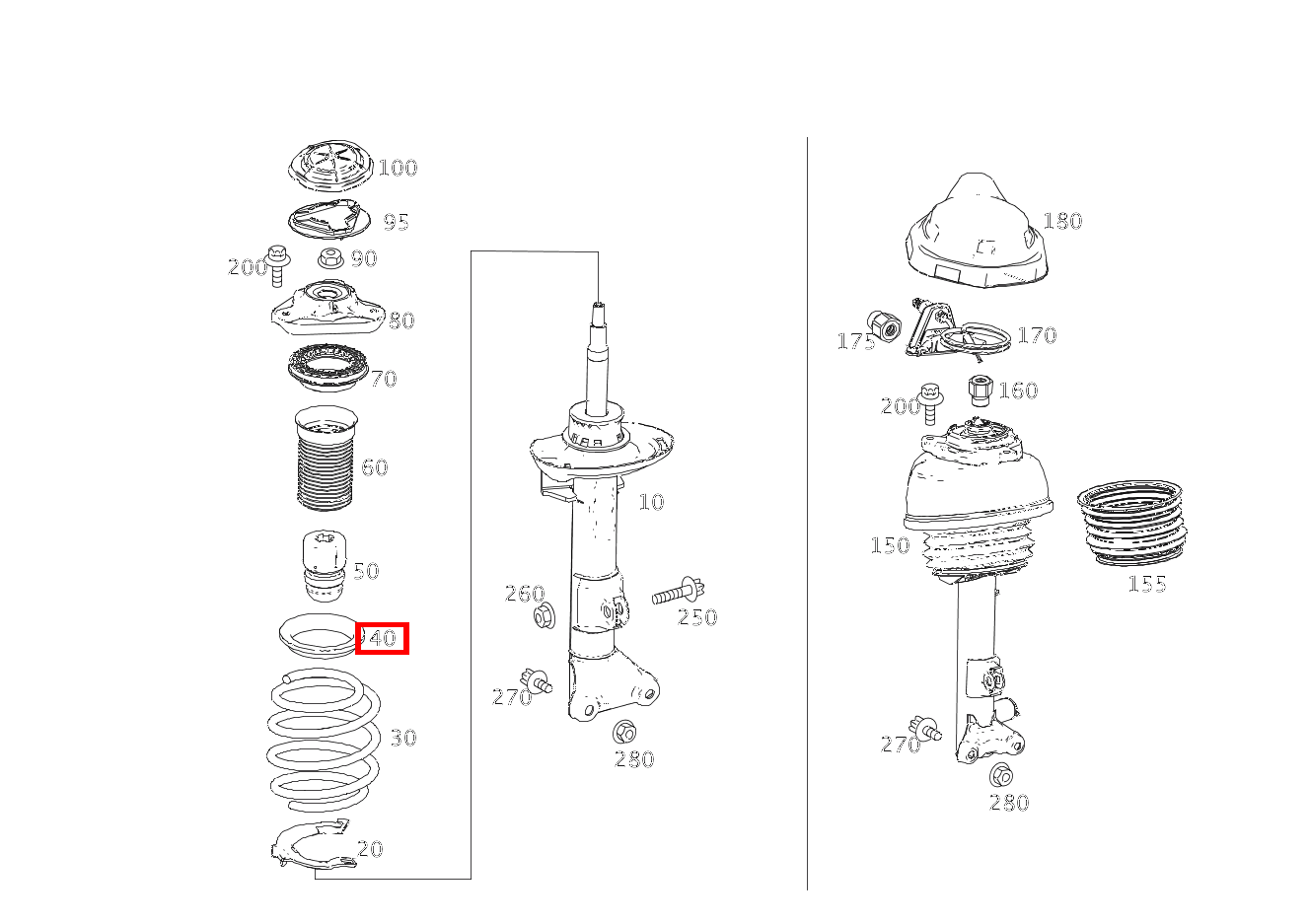 Schraubenfederbeilage Oben links und rechts E 220 CDI T-Modell 253