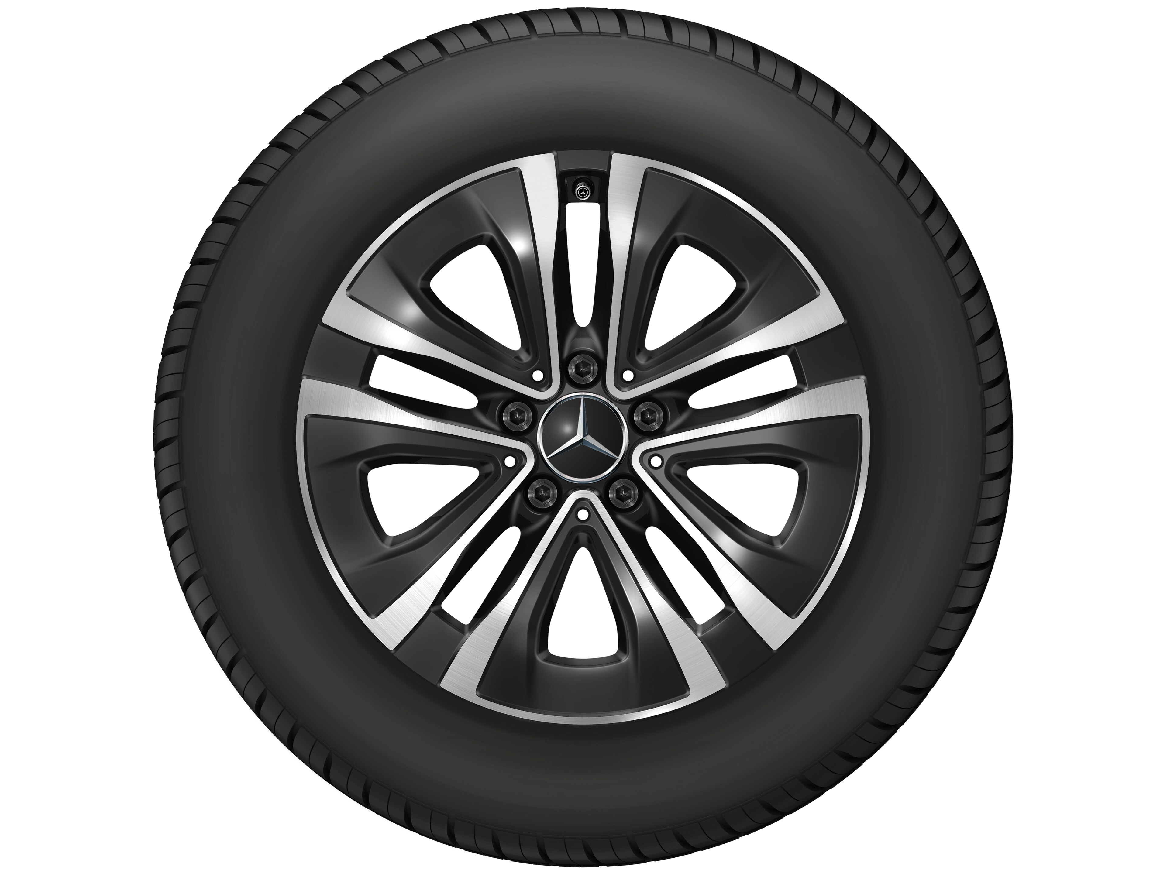 5-Speichen-Rad, Aero, 17 Zoll, mit Zusatzspeichen 6,5 J x 17 ET 44, schwarz, glanzgedreht