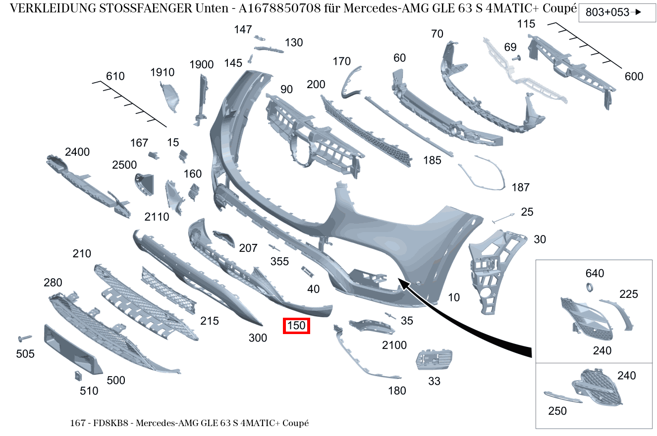 Verkleidung Stossfänger Unten Mercedes-AMG GLE 63 S 4MATIC+ Coupé 167 Verkleidung Stossfänger Unten Mercedes-AMG GLE 63 S 4MATIC+ Coupé 167
