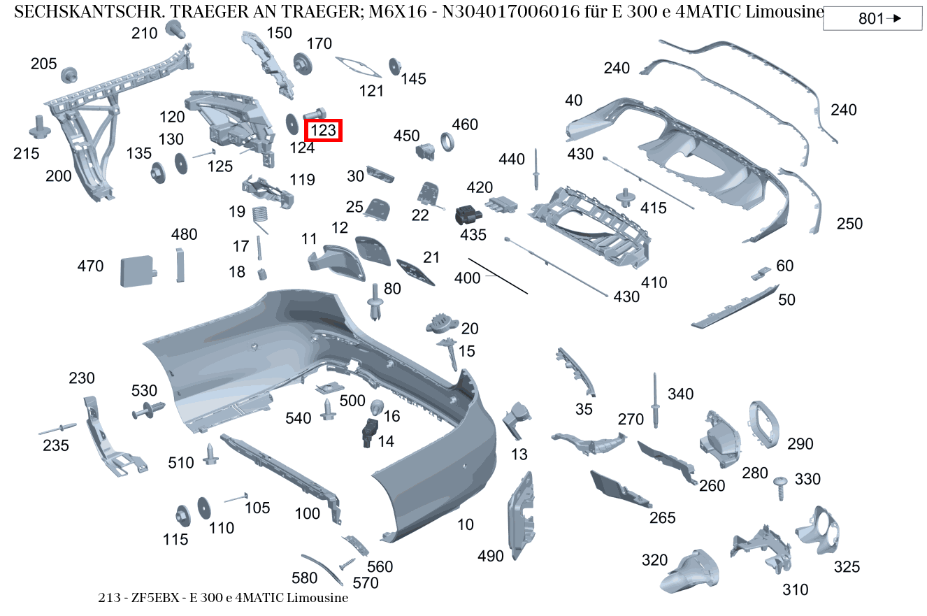 Sechskantschraube TRAEGER AN TRAEGER; M6X16 E 300 e 4MATIC Limousine 213 Sechskantschraube TRAEGER AN TRAEGER; M6X16 E 300 e 4MATIC Limousine 213