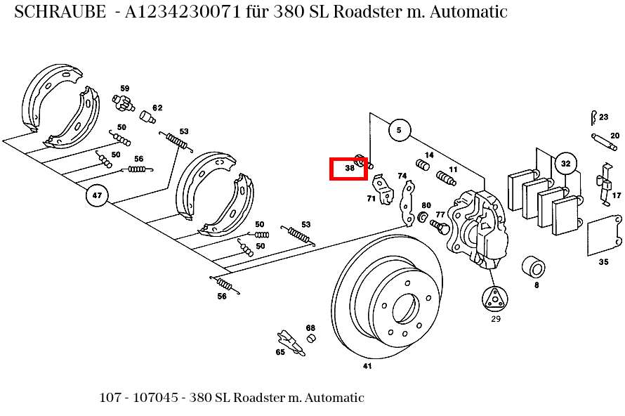 Schraube 380 SL Roadster m. Automatic 107