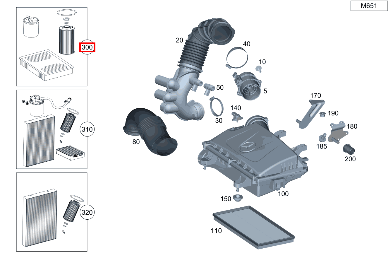 Teilesatz Filtereinsatz Ohne Wasserabscheider Vito Kastenwagen 116 BlueTEC K 201