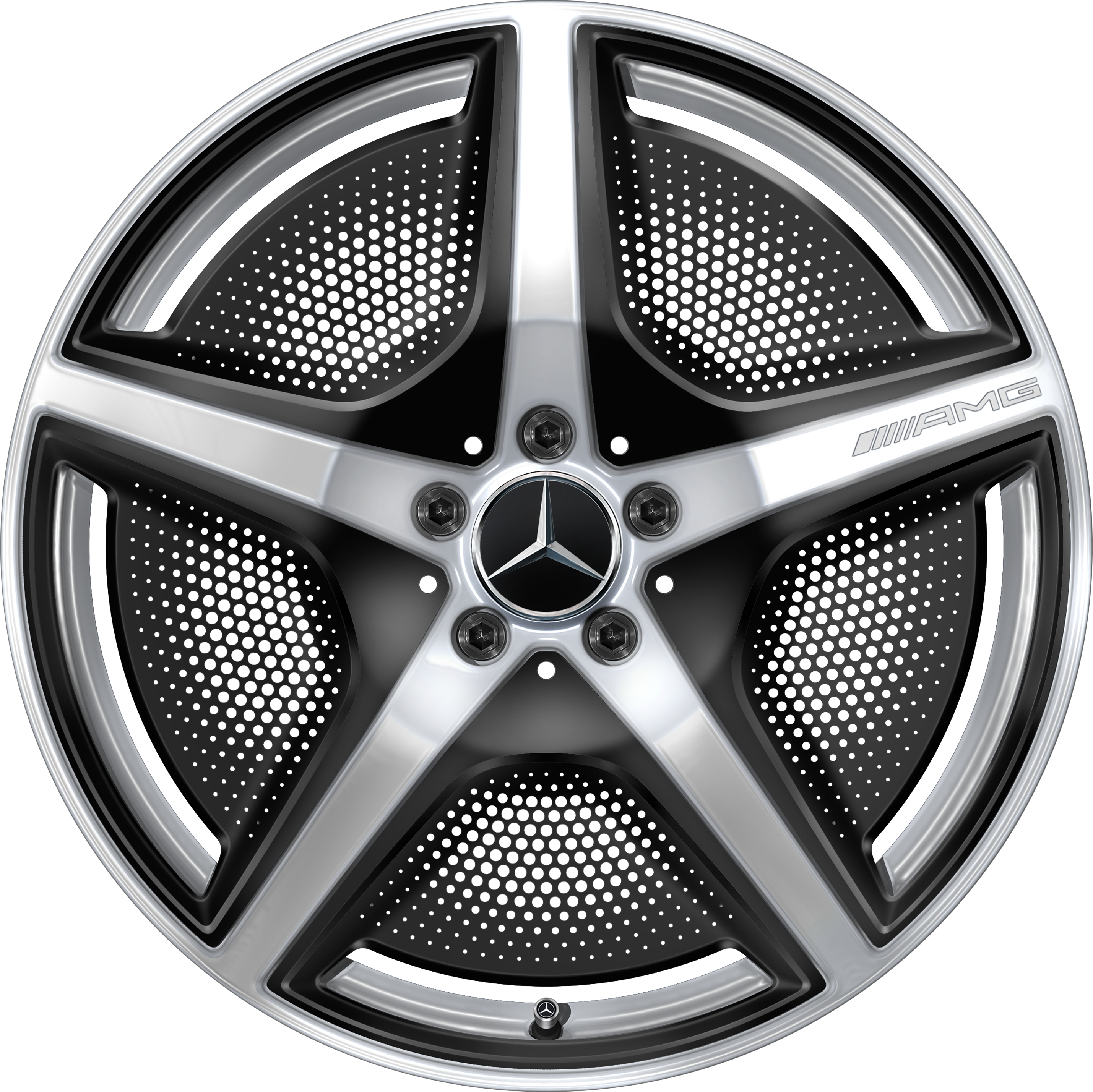 AMG 5-Speichen-Rad, 21 Zoll, 9,5 J x 21 ET 30,1, vanadiumsilber, hochglänzend