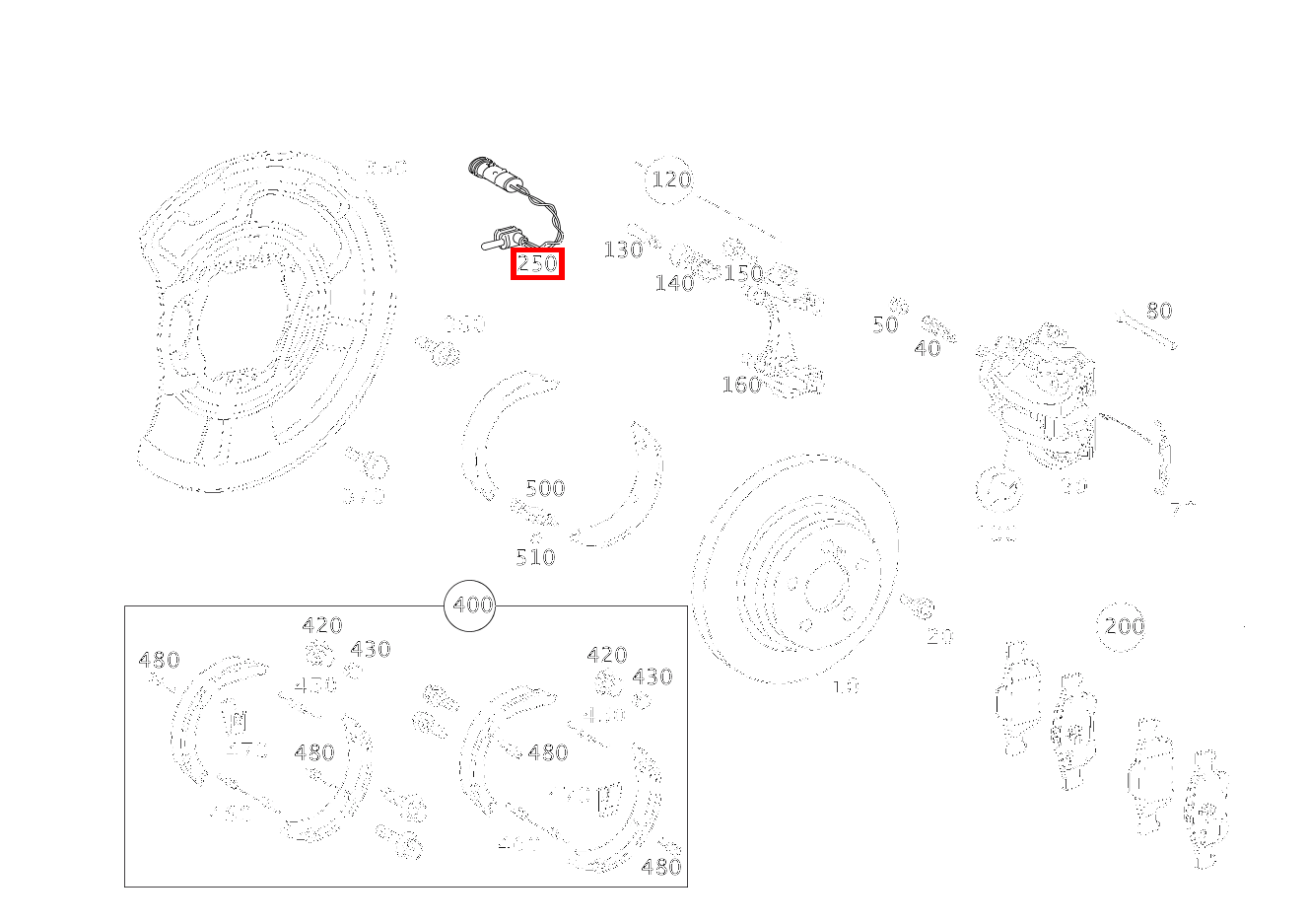 Belagverschleisssensor VERSCHLEISS BREMSBELAG HINTERACHSE RECHTS SL 600 Roadster 230