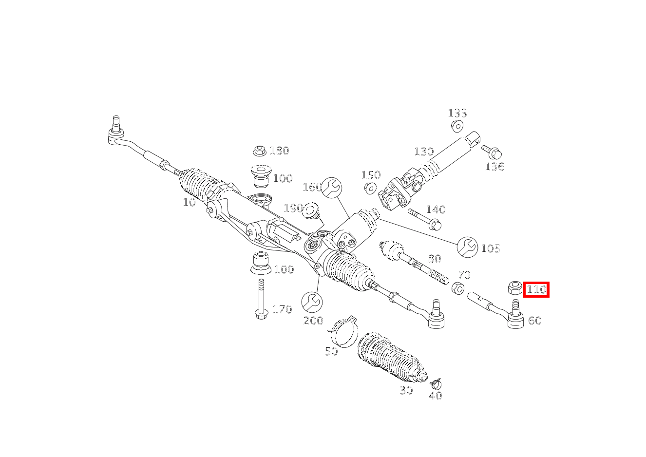 Sechskantmutter SPURSTANGE AN ACHSSCHENKEL; M14X1,5 SLK 55 AMG Roadster 171