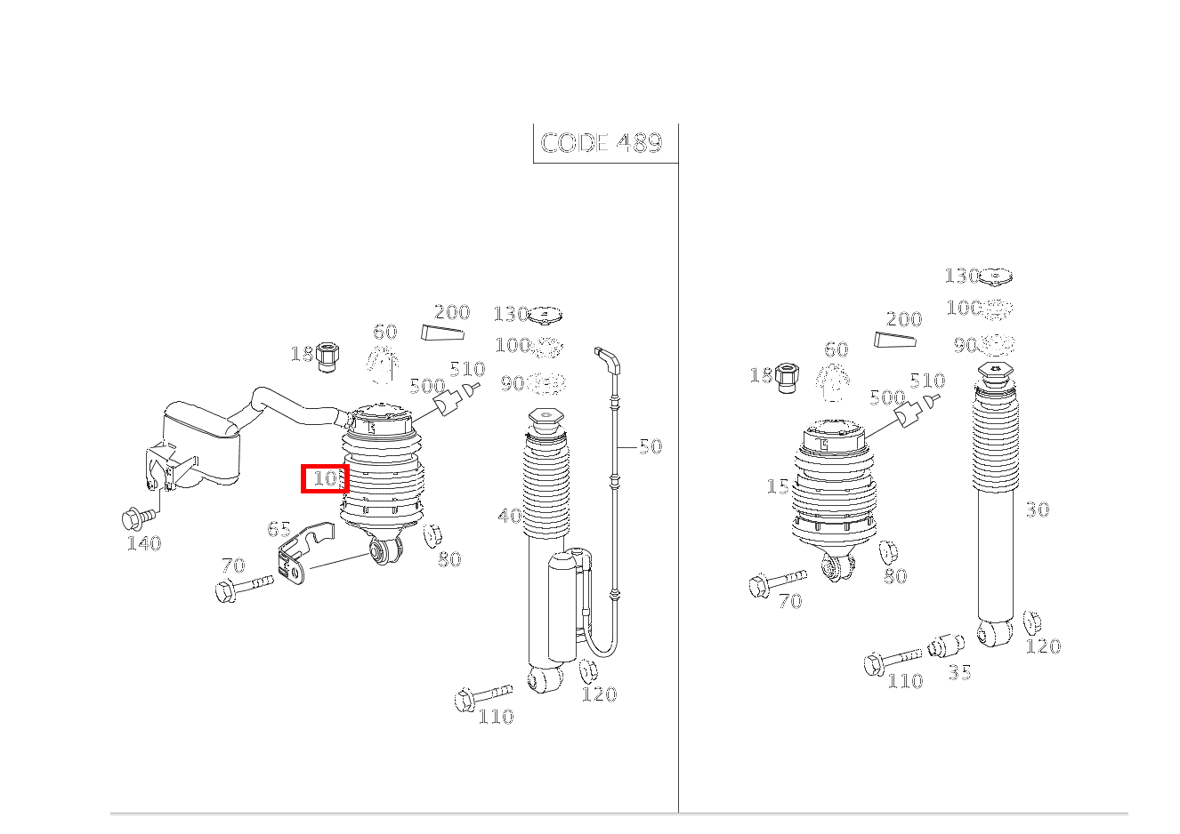 Luftfeder HINTEN LINKS E 550 T-Modell 211