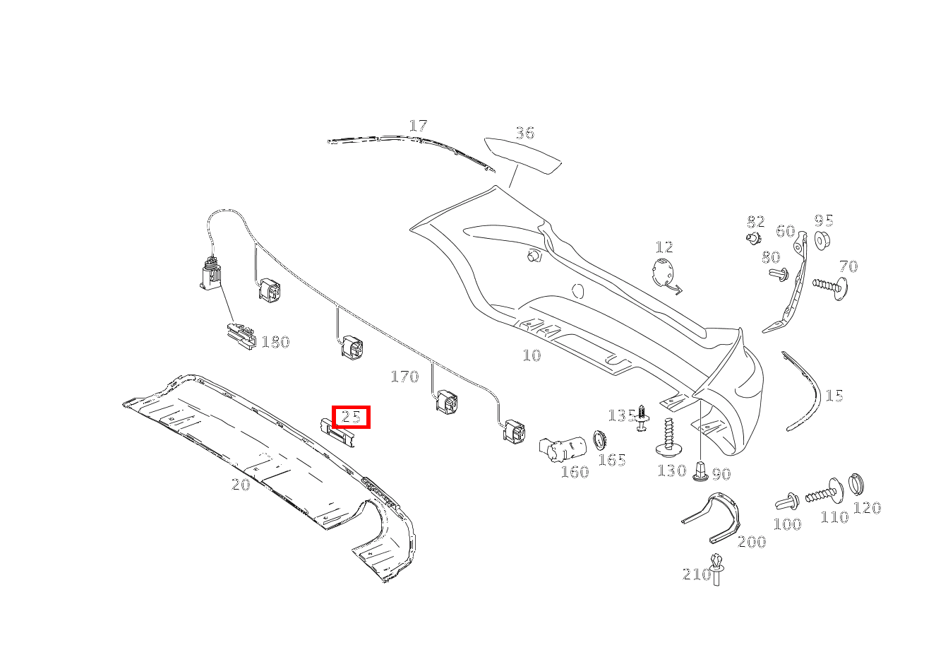 Befestigungsklammer STOSSFAENGER-UNTERTEIL A 160 BlueEFFICIENCY Limousine 205