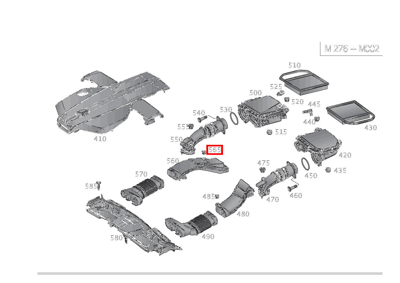 Puffer MOTORABDECKUNG AN ROHLUFTLEITUNG, RECHTS SLC 43 AMG 172