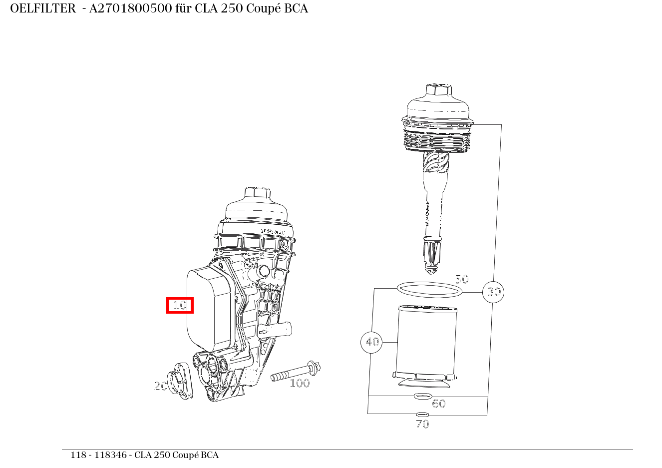 Ölfilter CLA 250 Coupé BCA 118 Ölfilter CLA 250 Coupé BCA 118